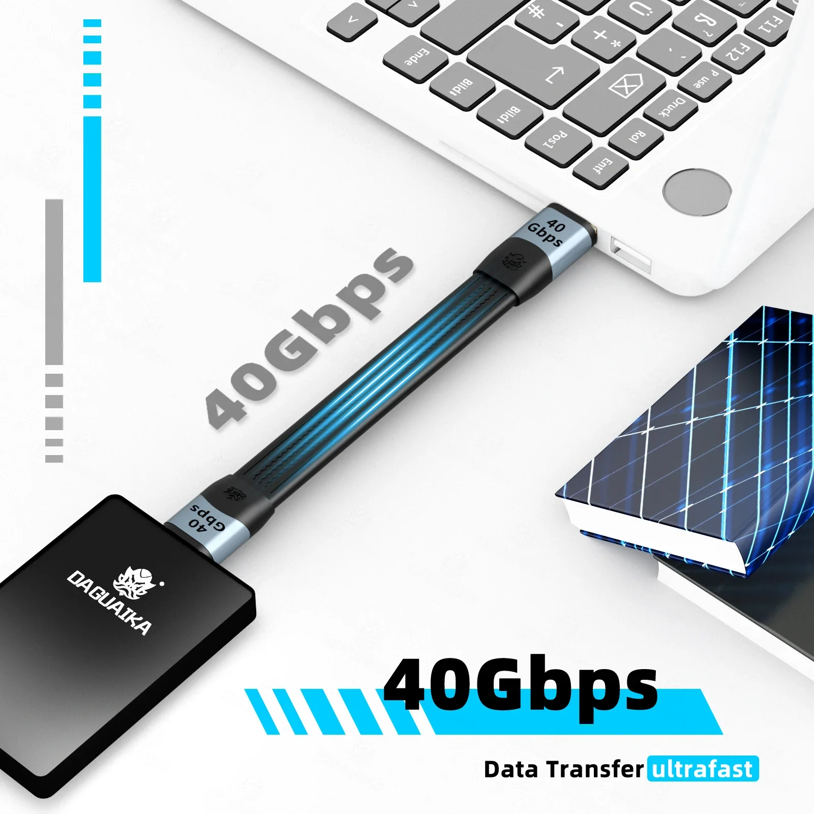 Short USB C Cable 40Gbps USB4 Cable Compatible with Thunderbolt 4/3 PD 240W Fast Charging for SSD iPhone 16 Power Bank