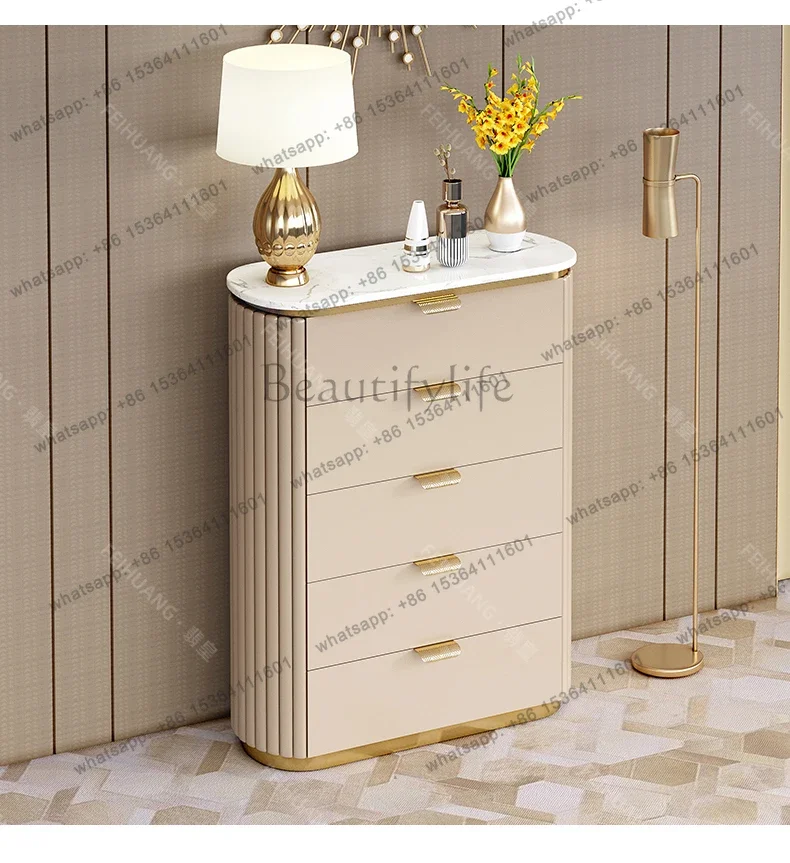 XX  American Light Luxury Chest Of Drawers Bedroom Stainless Steel Decoration Storage Cabinet Chest Of Drawers Chest Of Drawe