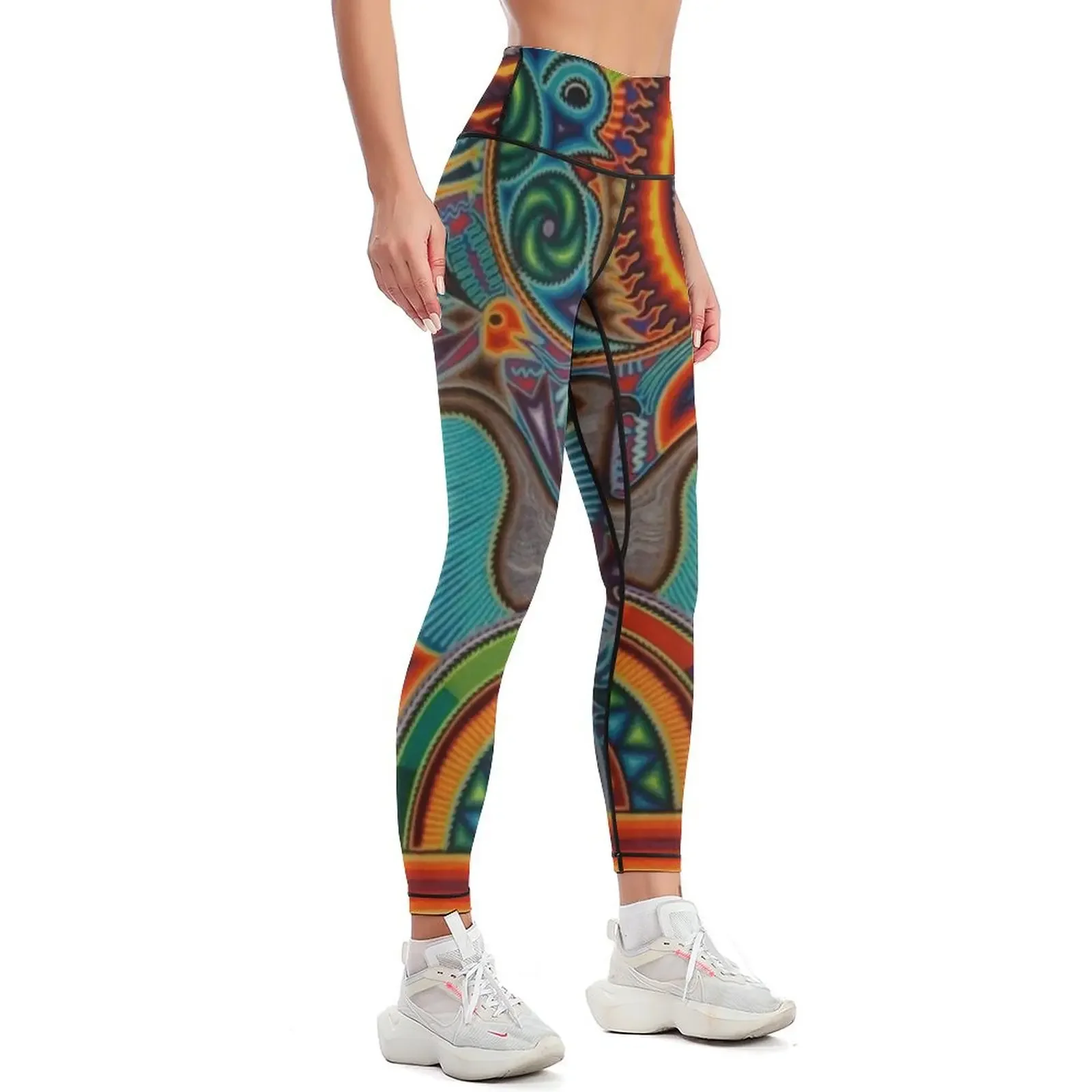 MEXICAN HUICHOL ART Leggings jogging pants Women's sports pants sport legging Womens Leggings