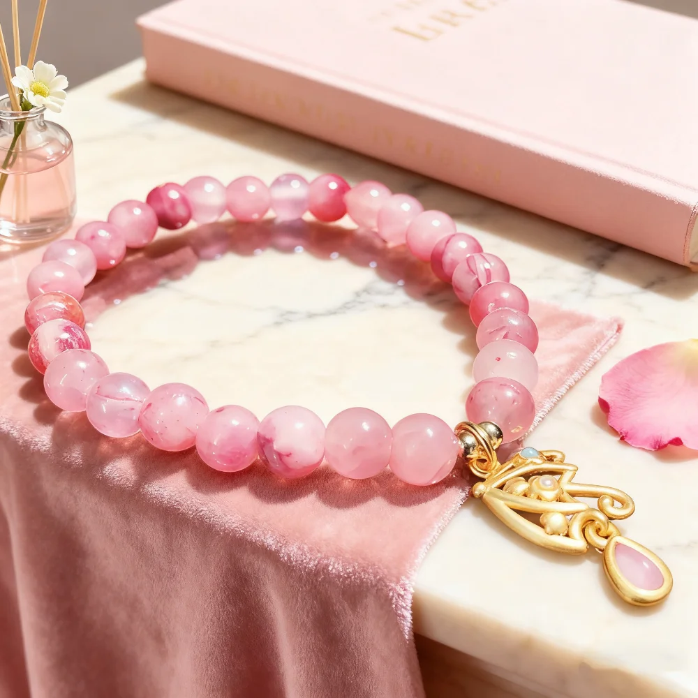 

Jewelry Bracelet Fashion Natural Cherry Blossom Agate Women's Hand Bracelets Handmade Protection and Clarity