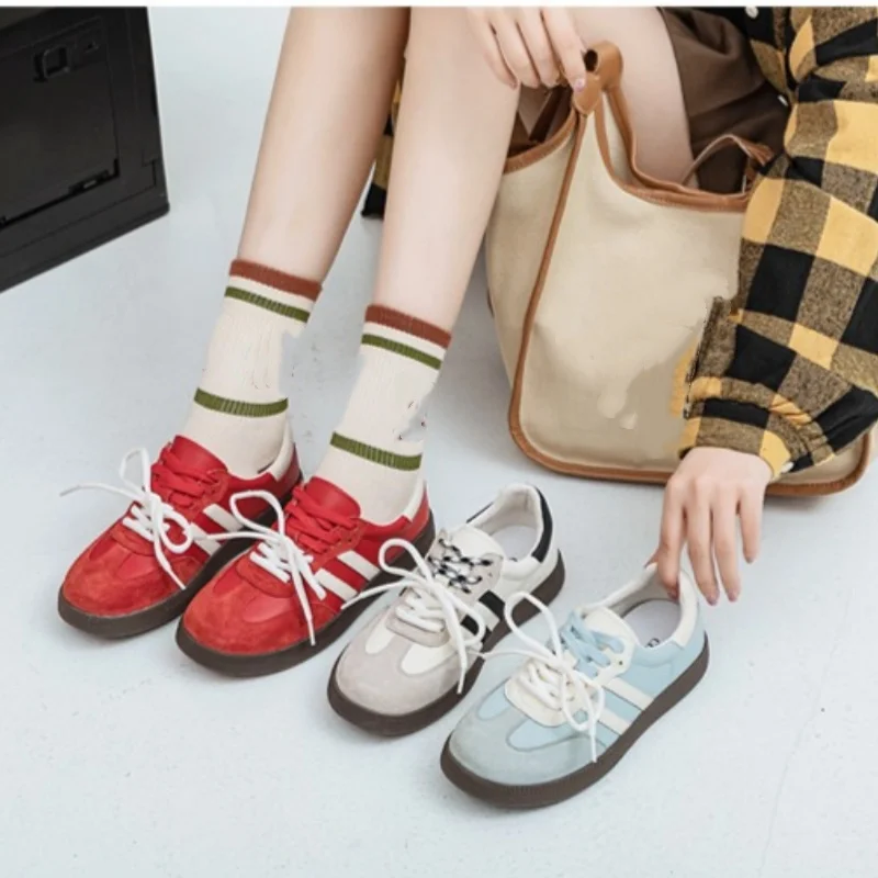 

Fashion New Round Head Sexy Thick-soled Casual Sneakers Spring/autumn Lace-up Comfortable Large-size Walking Shoes for Women