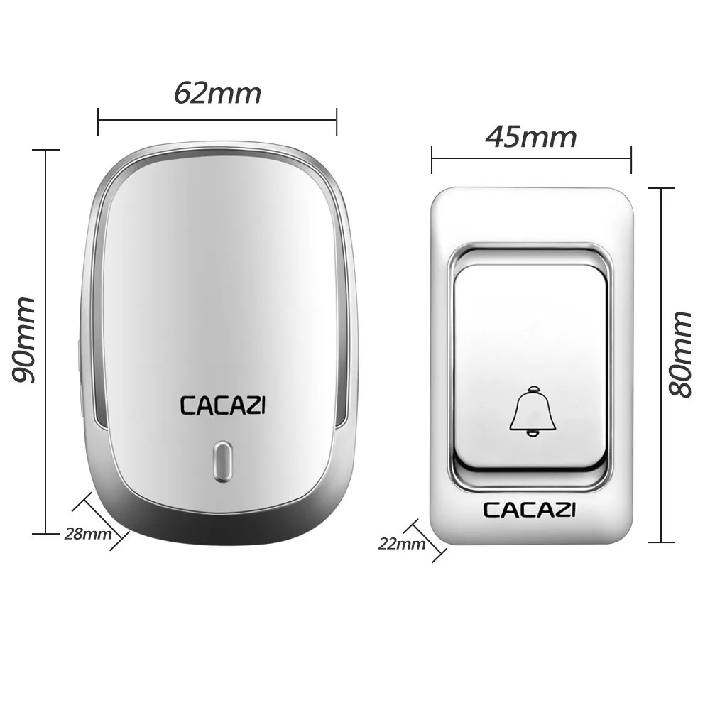 New 200M Range Wireless Doorbell LED Light 4 Volume Remote Call Bell 36 Chime Easy Install DC Battery Operated Home Use
