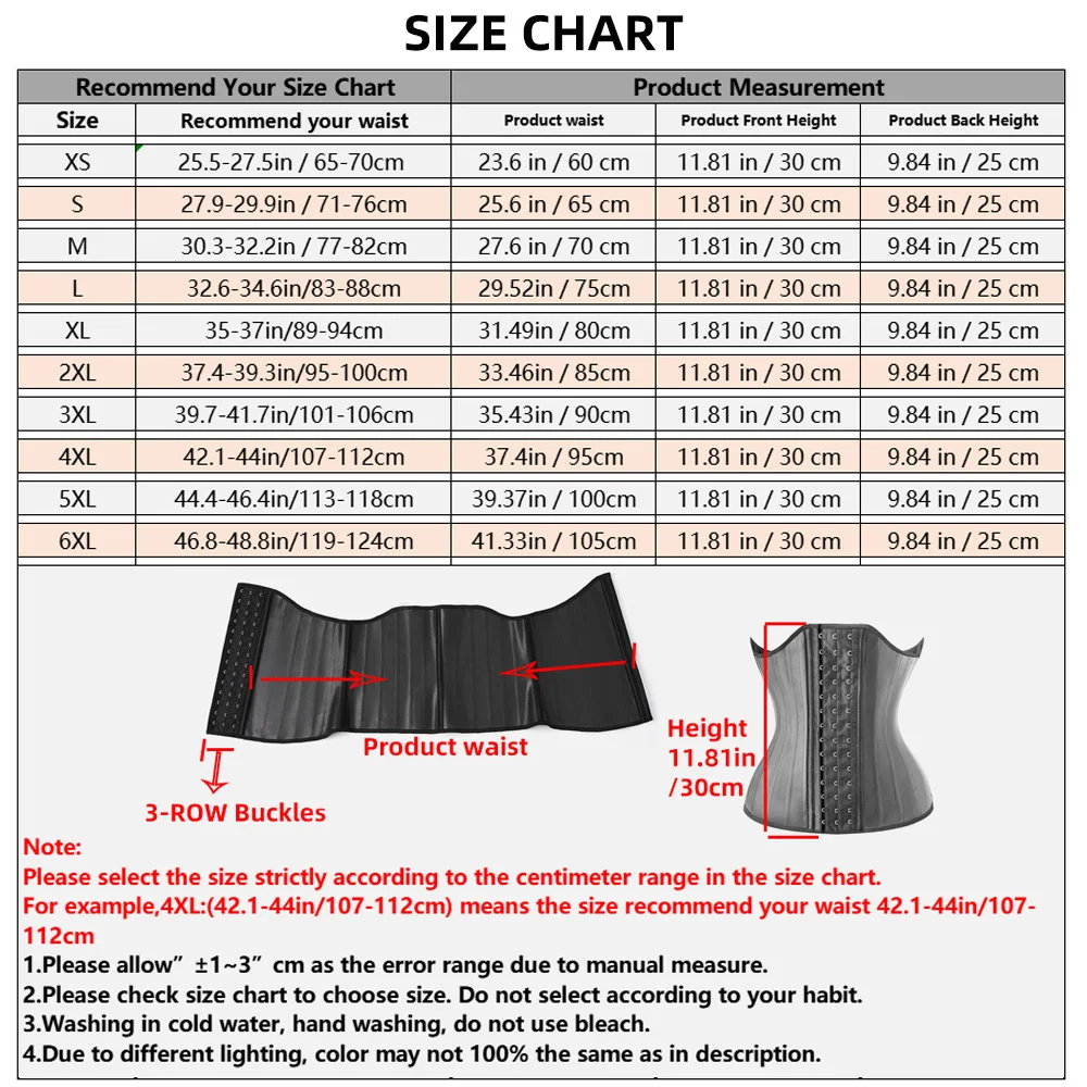 Hourglass Body Shaper Women 25 Steel Bone Latex Waist Trainer Tummy Control Heavy Duty Cincher Daily Belt Underwear