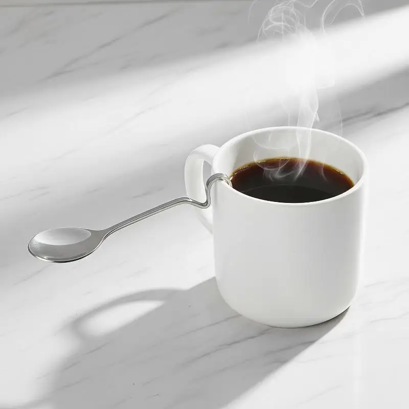 Stainless Steel S-Shaped Hanging Cup Spoon Restaurant Curved Handle Twisting Spoon Coffee Milk Dessert Tea Curved Mixing Spoons
