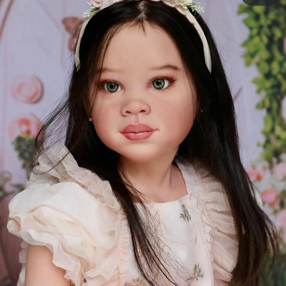 46inch Finished Reborn Doll Minnie Painted Mold Long Black Hair Kit DIY Dolls
