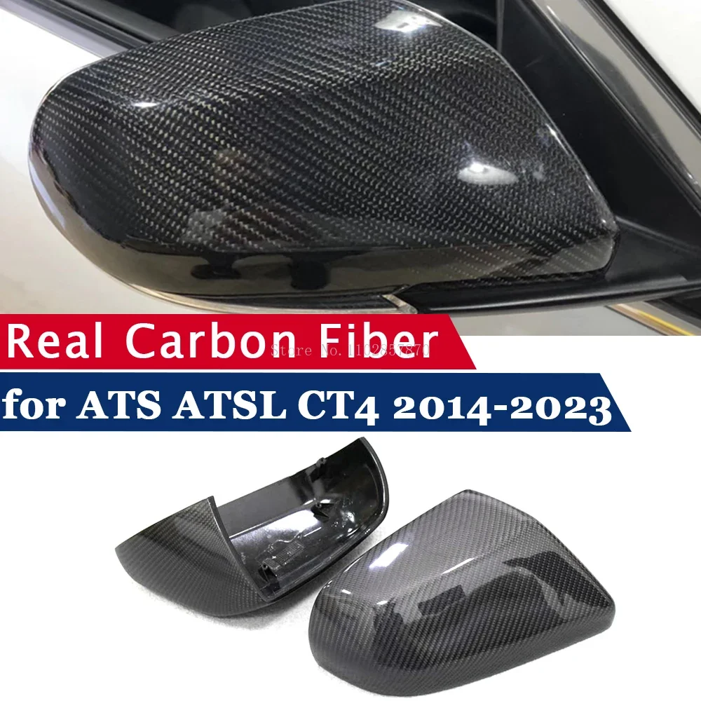 

Rearview Mirror Cover for Cadillac ATS 2014-2018 CT4 2020-2023 Real Carbon Fiber Side Mirror Shells Frame Case Protector M LOOK