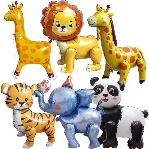 Walking Inflatable Lion Giraffe Balloons Panda Elephant Tiger Safari Animal Balloon Kids Jungle Animal Baby Shower Decorations