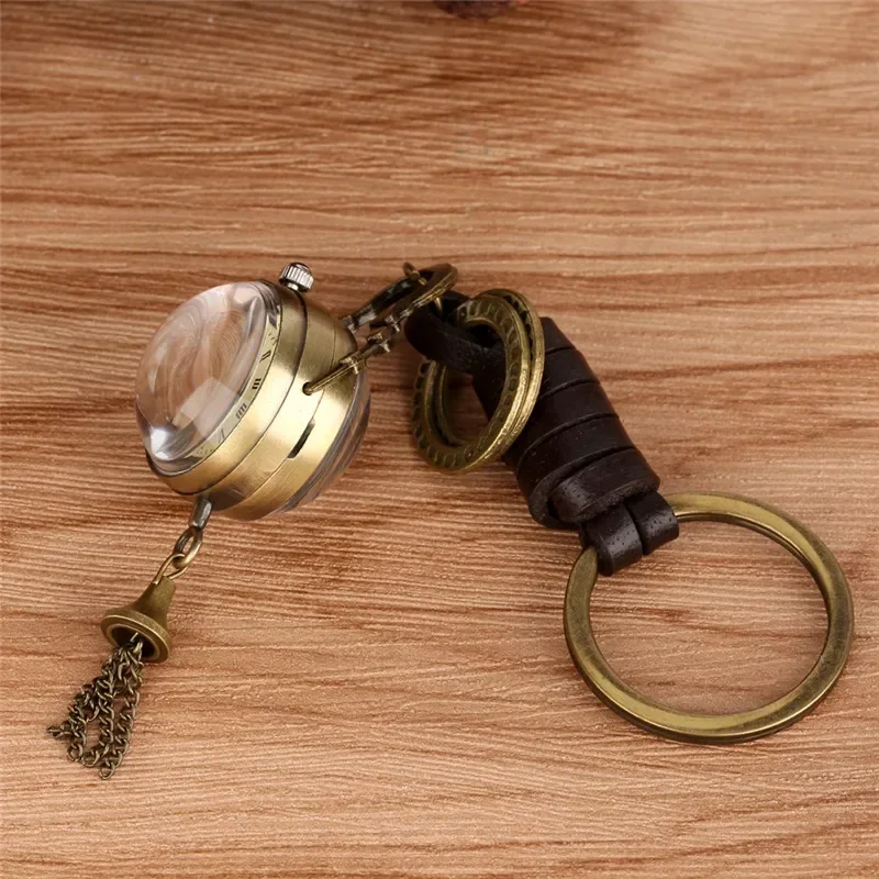 Antique Style Round Shape Men Women Pendant Quartz Analog Pocket Watch Roman Number Clock with Key Ring Rope Collectable reloj