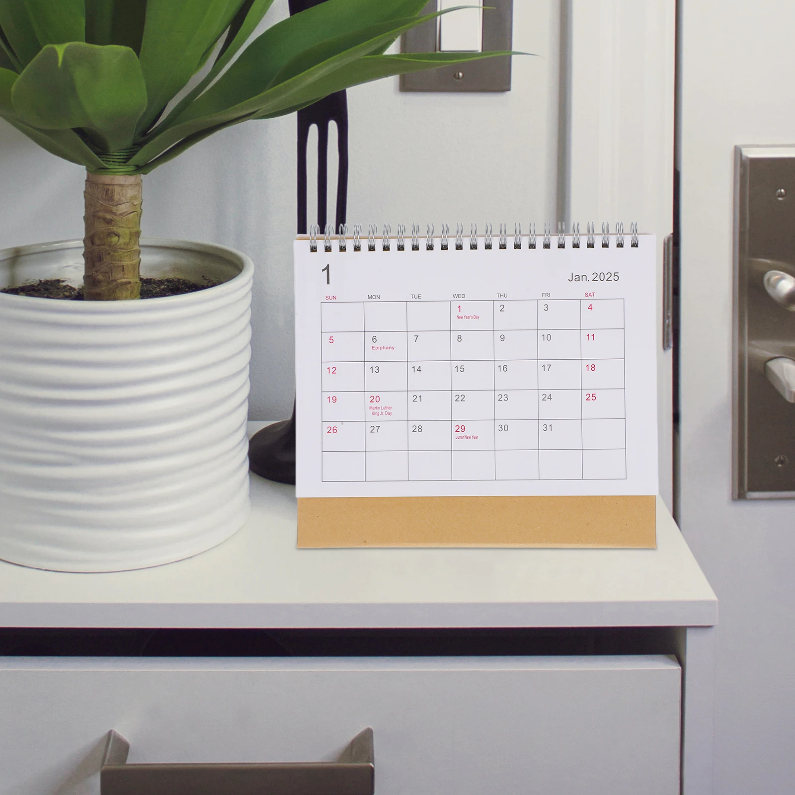 

English Version Desk Calendar 2025 Flip Monthly Planner Minimalist Sturdy Paper Easy Flipping Office Home School Use Large Desk