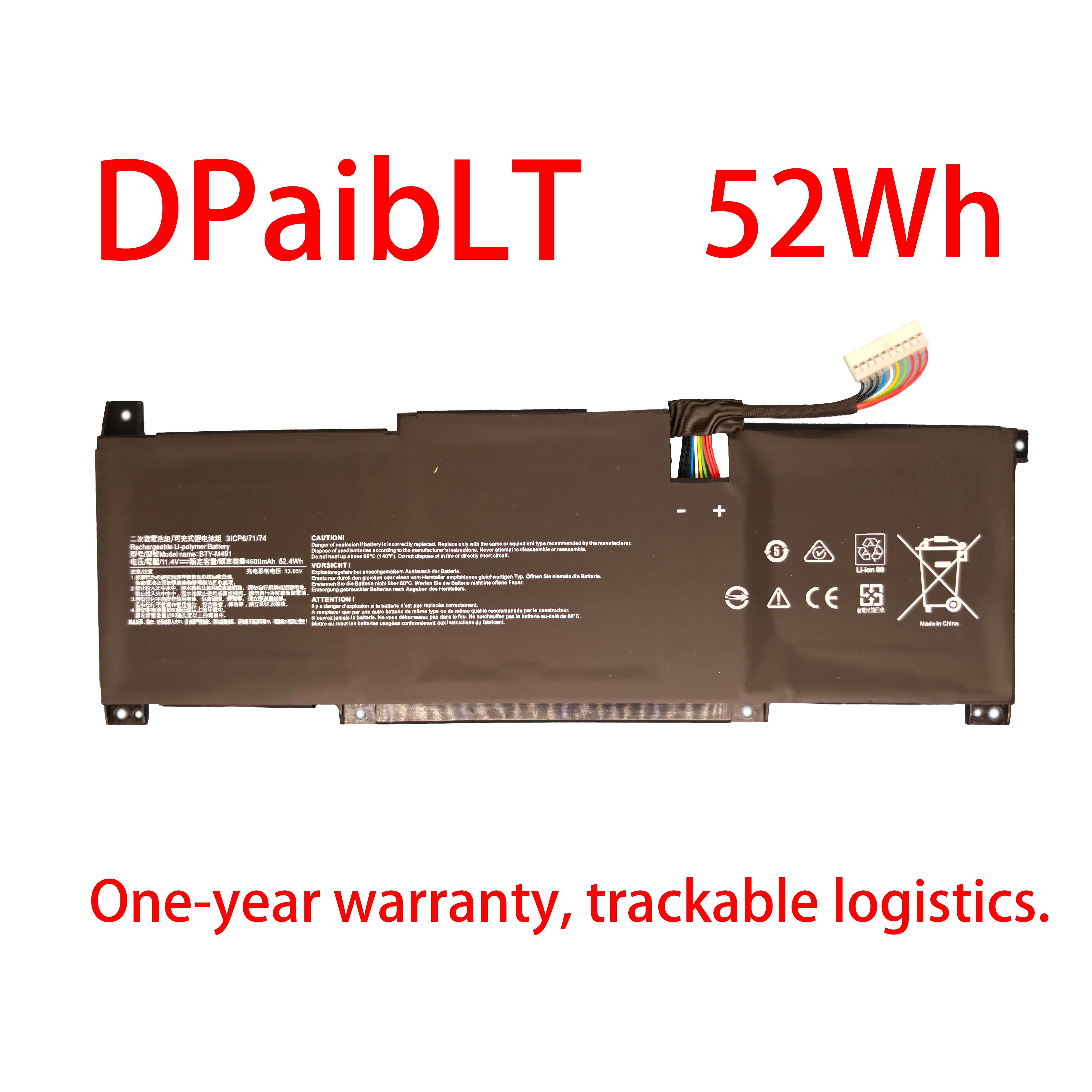 

DPaibLT NEW 52Wh 11.4V 4600mAh BTY-M491 LAPTOP BATTERY FOR MSI Prestige 14 A11SB Series Notebook