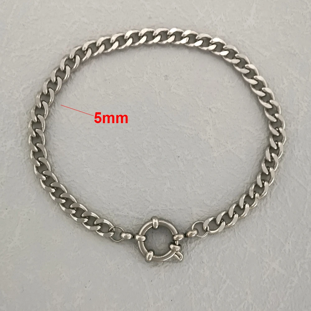 QMHJE Edelstahl Armband Fußkettchen Frauen Männer Anker Verschluss Perlen Kette Sailor Rad Geometrische Link Grundlegende DIY Gold Silber Farbe – Detail 10