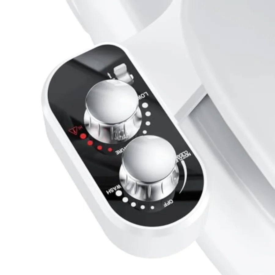 

Ultra-slim hot and cold bidet attachment for toilet with warm water functionality non-electric adjustable pressure self-cleanin