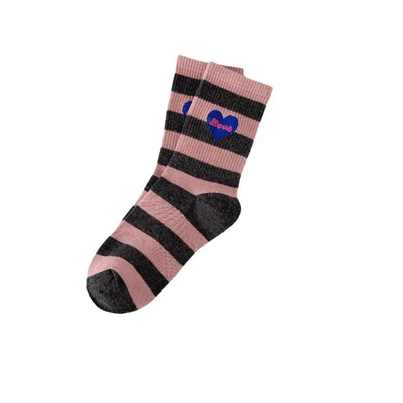 Women's Autumn Winter Socks Mid-tube Cotton Love Sports Hipster Solid Color Fashion Thick Socks Simple Funny Stockings Wholesale image 6