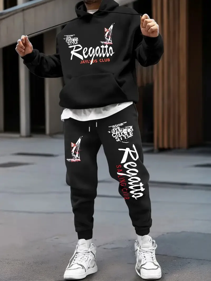 

Новый мужской комплект на весну и осень 2025 года с уличной модой, повседневным комфортом и мягким 3D-принтом с буквенным принтом.