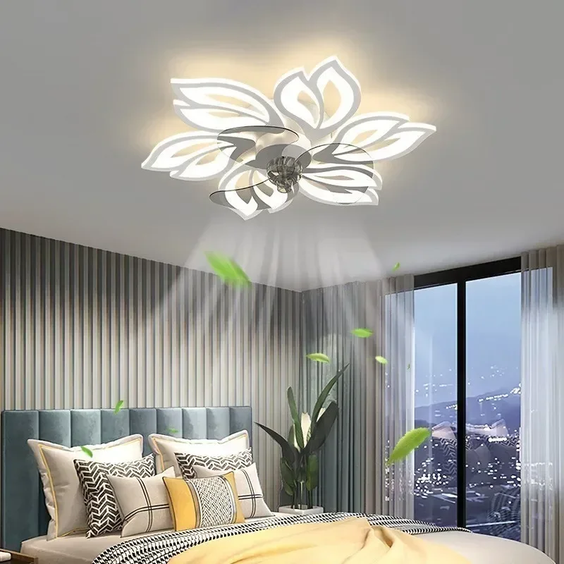 Modern Residential Smart Home Decorative Remote Control Gold Black White Ceiling Fan Lamp Luxury Chandelier Led Ceiling Fan