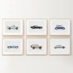 Vintage Vehicle Boys Room Retro Car Kids Room Transportation Art Poster Canvas Painting Wall Prints Picture for Home Decor