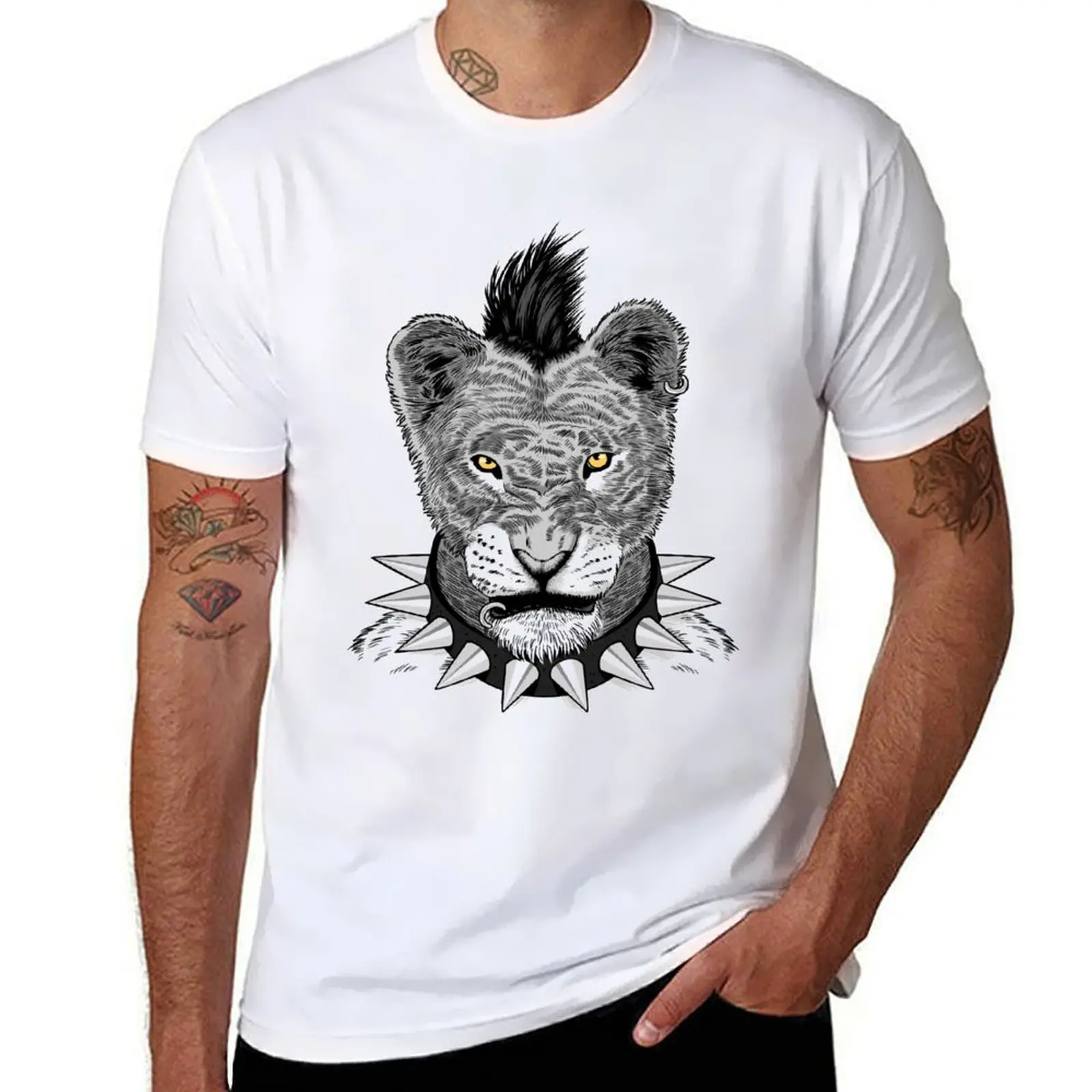 

Lion punk crest T-Shirt man t shirt luxury essential t shirt t shirt custom print T-shirt