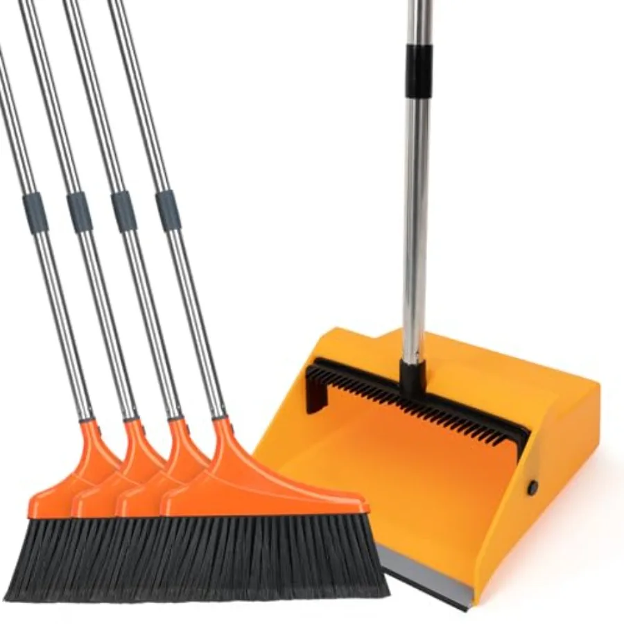 

4 Pack Heavy-Duty Angle Broom and Large Commercial Dustpan
