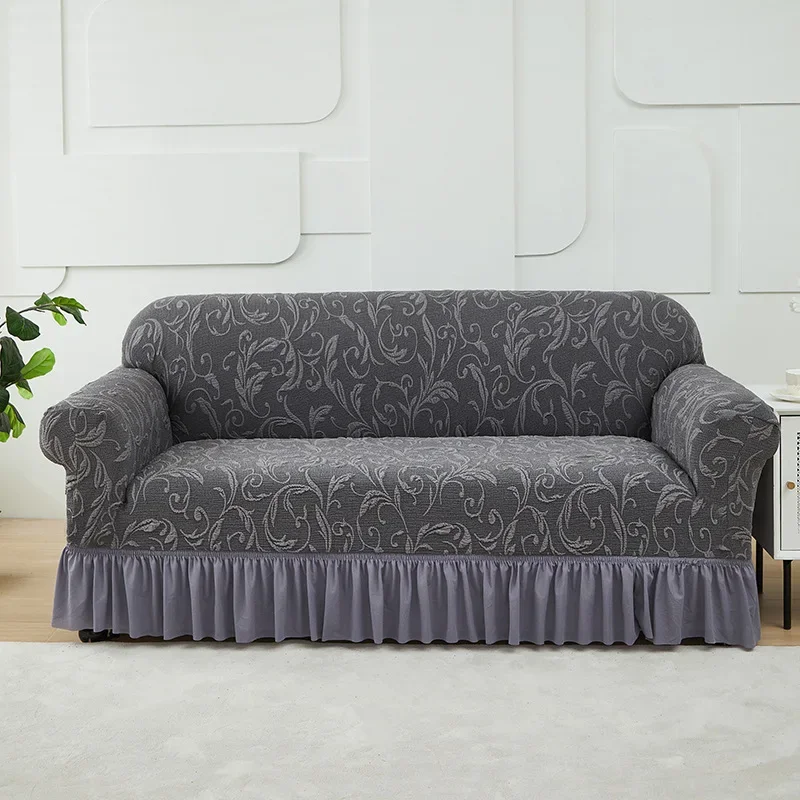 

Вязаный чехол для дивана на 1/2/3/4 места с утолщенной противоскользящей юбкой, чехол для дивана, всесезонный эластичный пылезащитный чехол