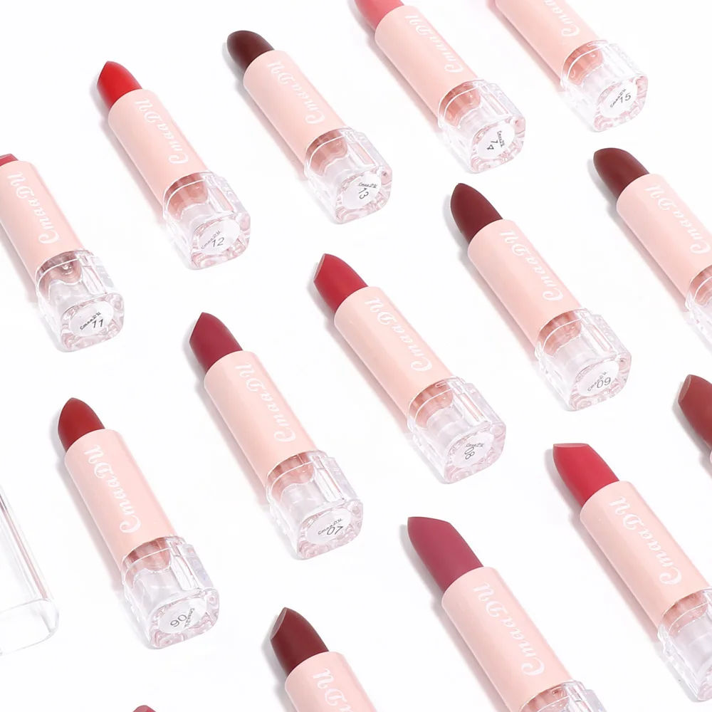 Cmaadu lápiz labial de 15 colores brillo de labios mate, hidratante, de color duradero, no es fácil de quitar y no es fácil de pegar al c