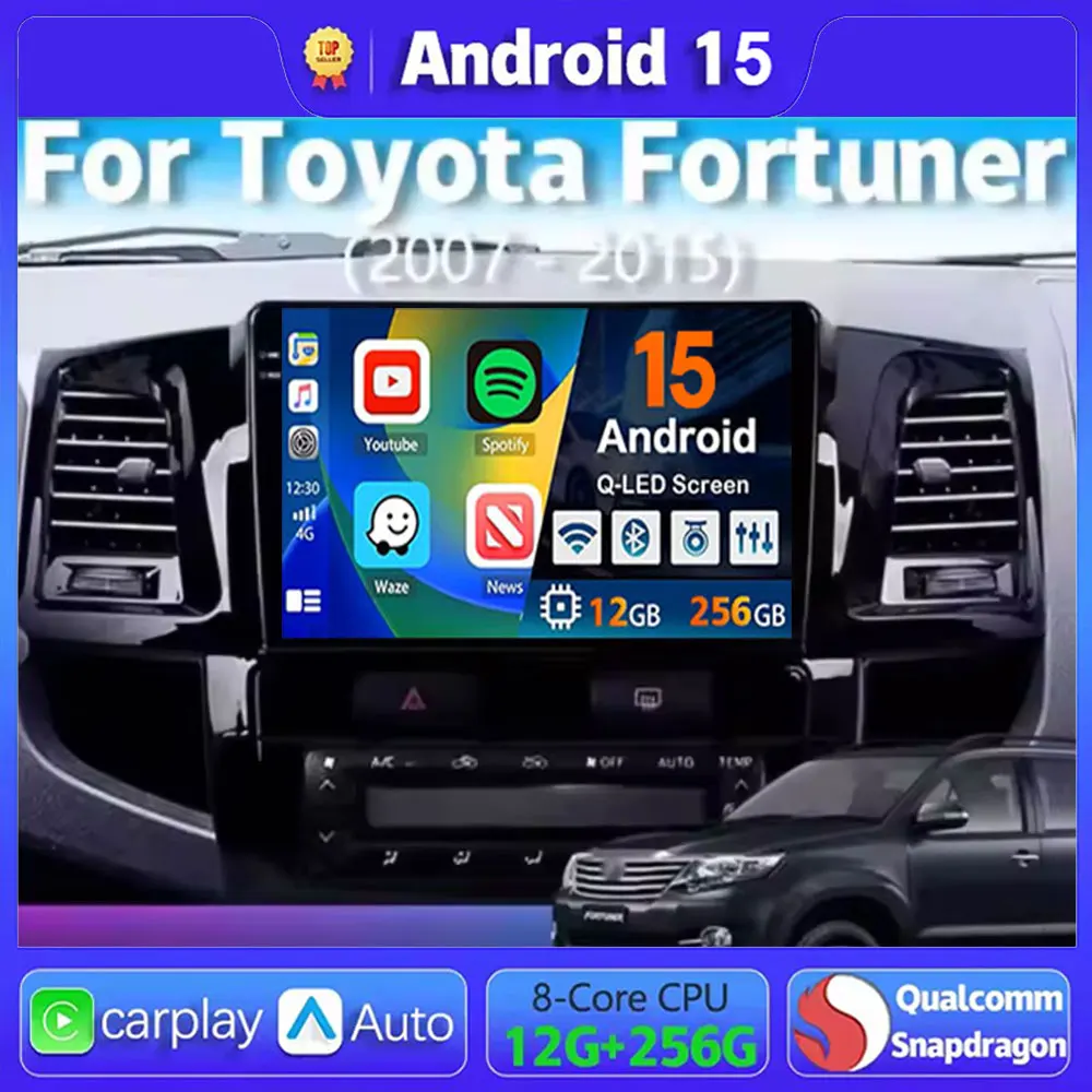

Автомобильное радио Android 15 для Toyota Fortuner HILUX Revo Vigo 2007-2015 навигация мультимедийный плеер стерео Wi-Fi + 4G головное устройство видео