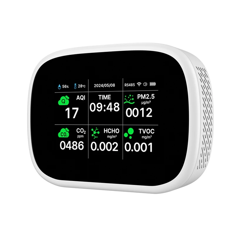 

Детектор качества воздуха Tuya Wi-Fi 10 в 1, тестер PM2.5 PM1.0 PM10 CO2 TVOC HCHO с TFT дисплеем, измеритель времени и температуры