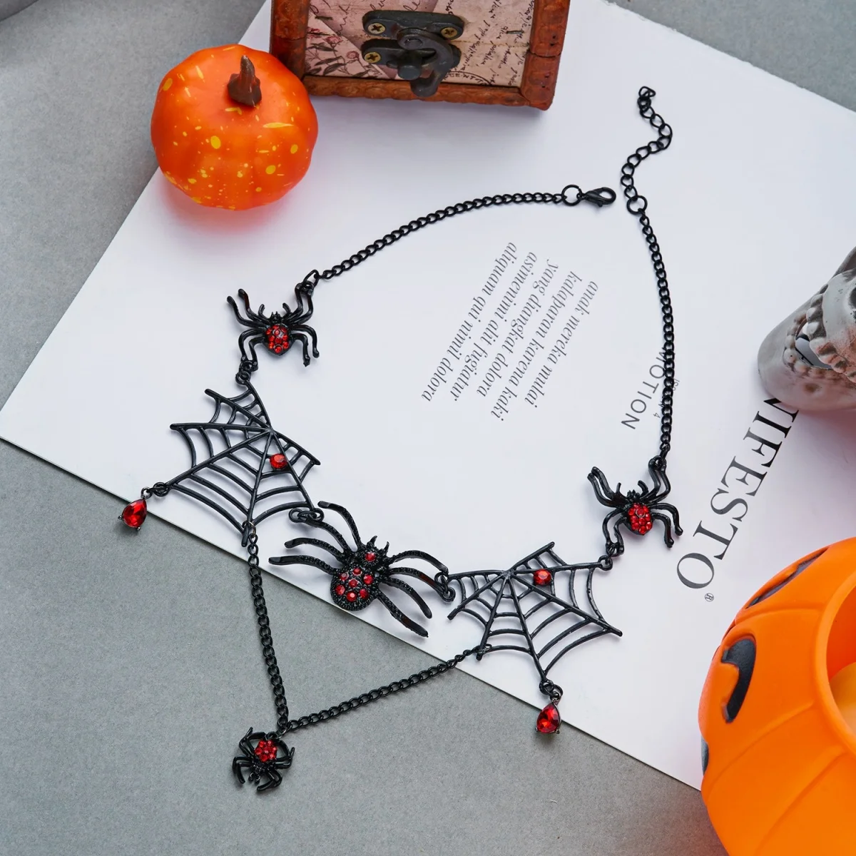 Dunkelschwarze Halloween-Spinnennetz-Ketten-Quasten-Ohrringe für Damen, Cosplay-Party, Insekten-Spinnennetz-Ohrringe, Gothic-Schmuck – Detail 26