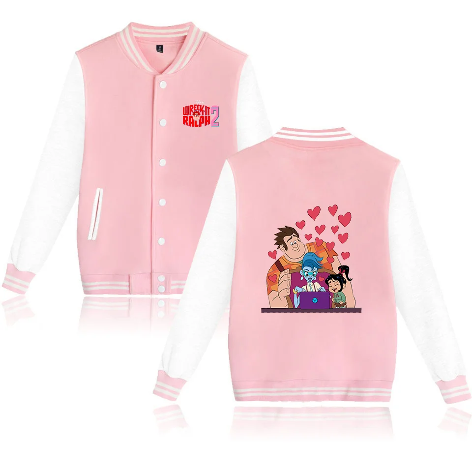 

Wreck-It Ralph Baseball Jacket Men Women Hip Hop Harajuku Jackets Streetwear Boys Girls Loose College Coats