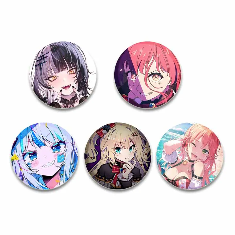 32/44/58mm Hololive Brooches Cute Cartoon Girl Round Button Pins Fashion Jewelry Accessories Clothes Bag Backpacks Badge Gifts