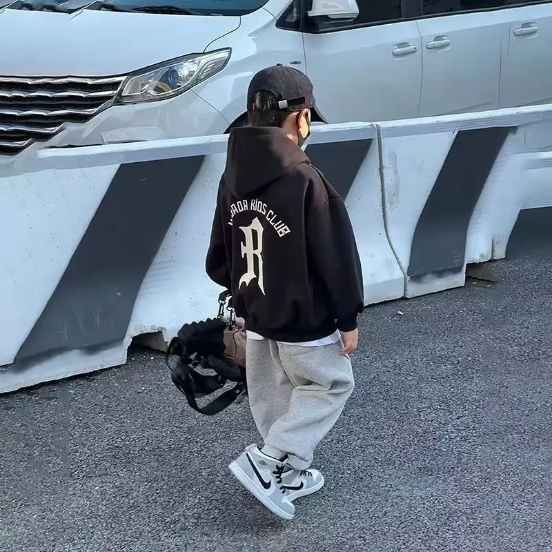 2023 Boys Hoodies Autumn Winter Fashion Cartoon Print Hoodie Sweatshirt Kids Casual Children\'s Clothing Pullover Sweatshirt