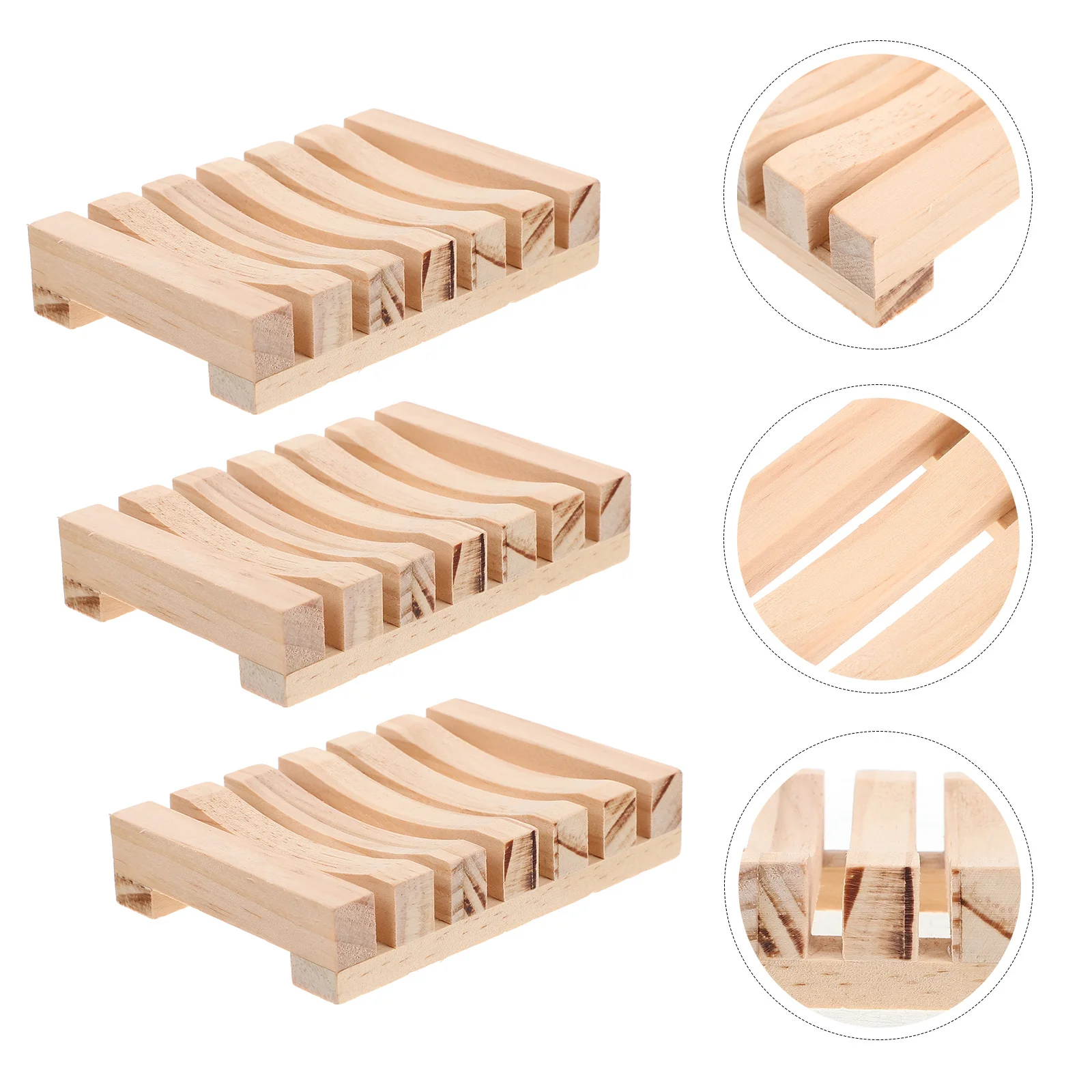 

3pcs Wooden Dish Holder With Drain Holes For Bathroom Kitchen Bathtub Hollow Soap Tray Storage Stand Wood Soap Rack