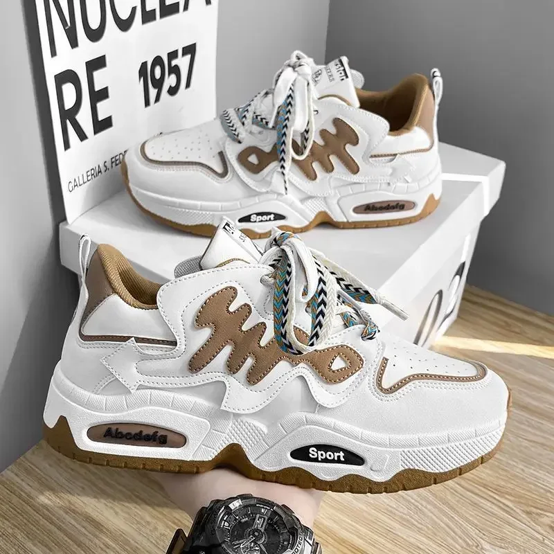 Men's Sneakers Spring Autumn Comfortable Lace Up Anti Slip Wear-resistant Platform Skateboard Shoes Outdoor Sports Shoes