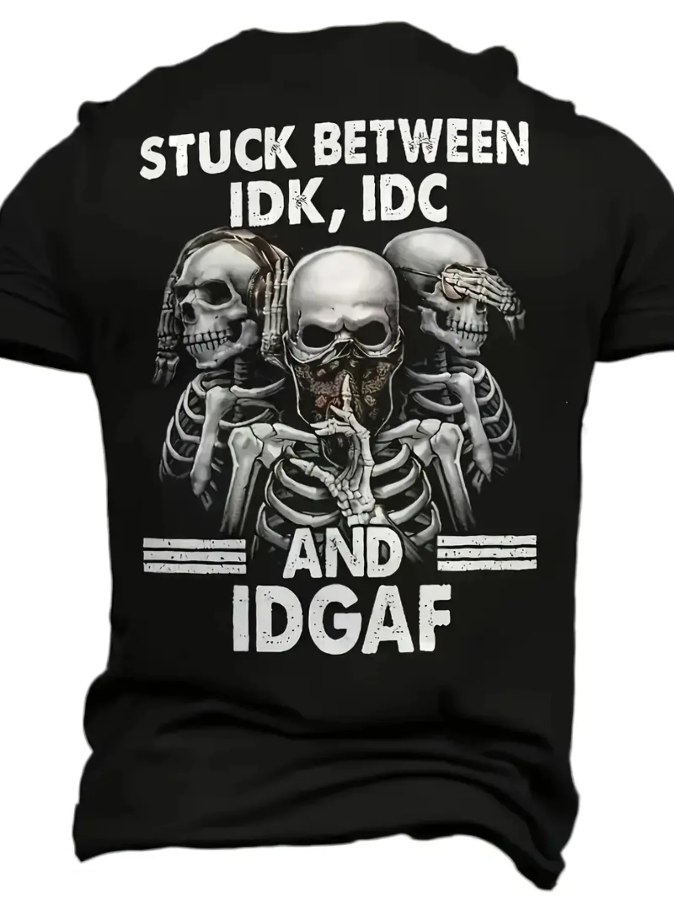 القمصان الرجالية "مشكلة من خلال عدم المعارف، وليس الرعاية ولا تشيع". طباعة جمجمة، أسلوب ممتع للصيف في الهواء الطلق