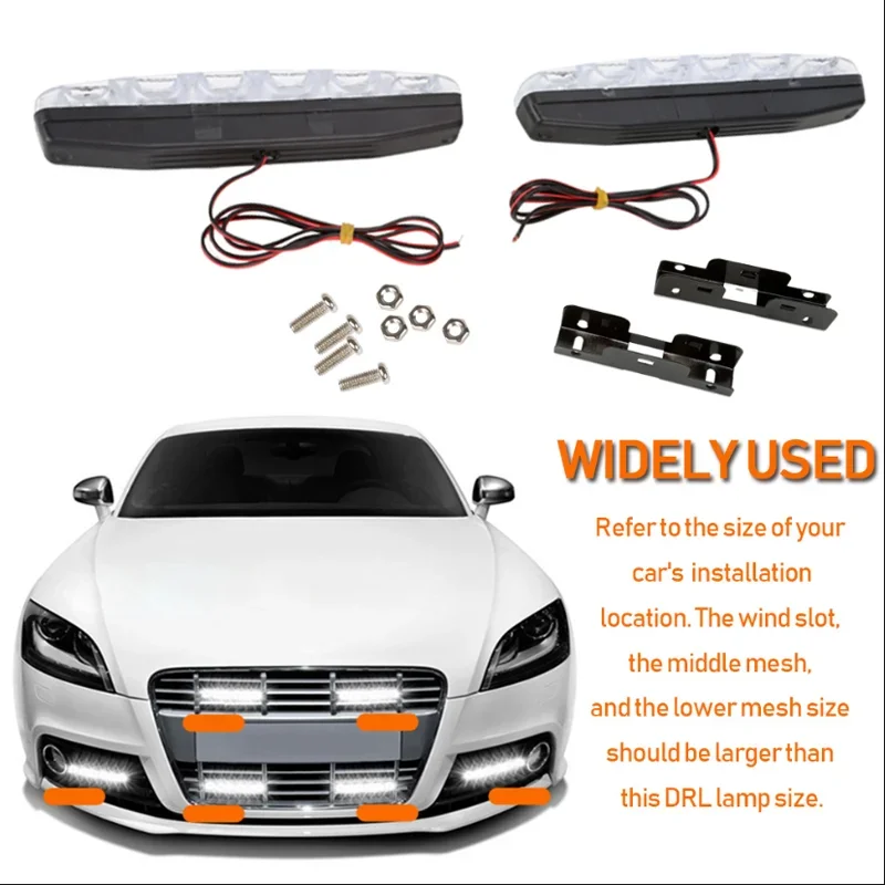 1/2/3PCS  Car 6 LED Daytime Running Lights Waterproof Car Modification Universal Running Lights Fog Lights Car Accessories