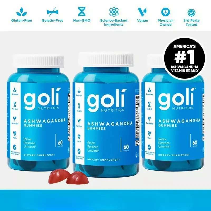 

3 Pcs Goli Nutrition Ashwagandha Gummies Mixed Berry 60 Count