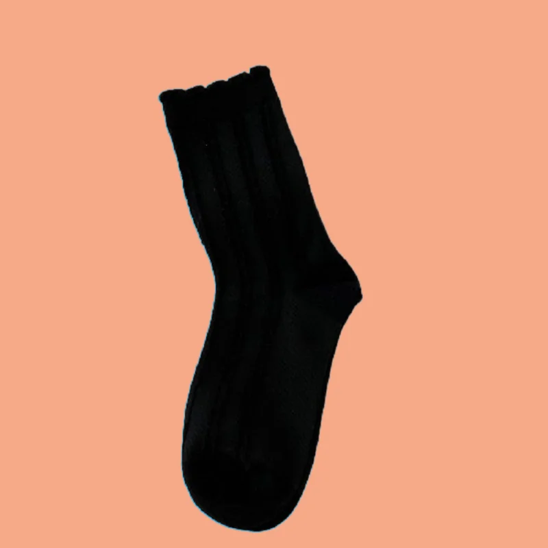 1/3 Pairs Pearl Twisted Middle Socks Girls All-match Solid Color Socks Women Cotton Wood Ear Edge 2024 Fashion Stacked Socks