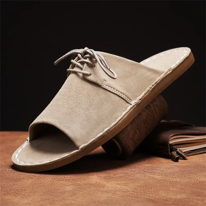 

Fashion Men's Slippers Summer Outer Wear Non-Slip Wear-Resistant Casual Luxury Slippers Leather Slippers Outdoor Sandals Men