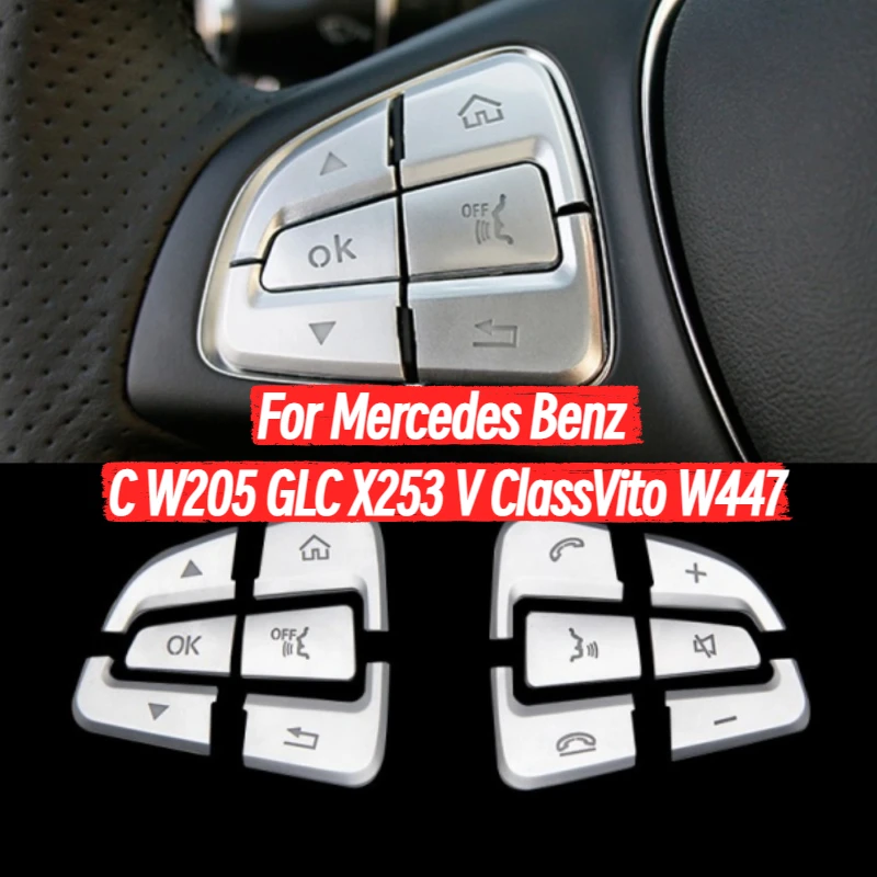 

Car Steering Wheel Button Cover Stickers Trim Fit For Mercedes Benz C W205 GLC X253 V Class Vito W447 Auto Accessories