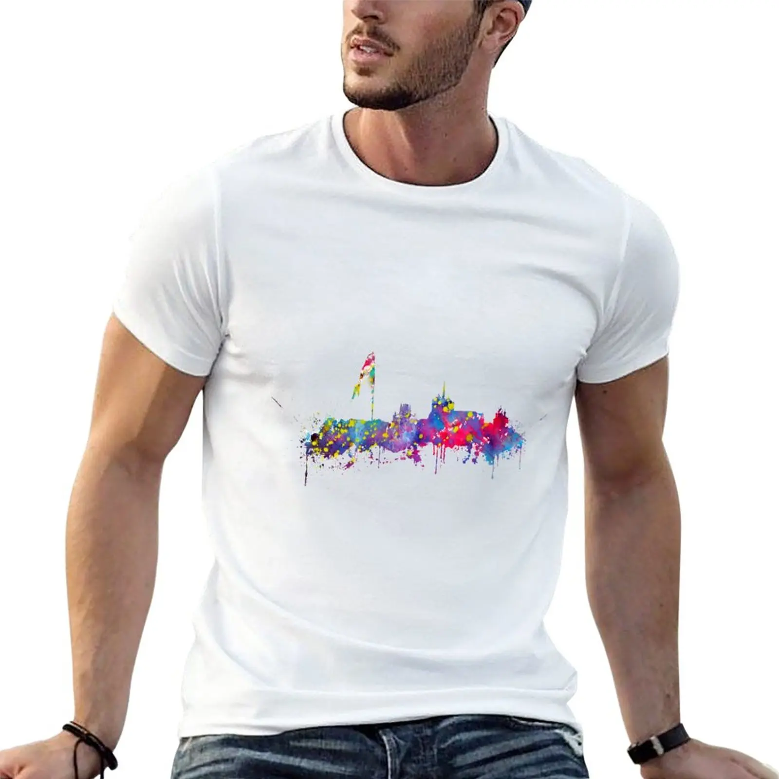 New Geneva skyline T-Shirt sports fan t-shirts Short sleeve tops hippie clothes mens graphic t-shirts pack