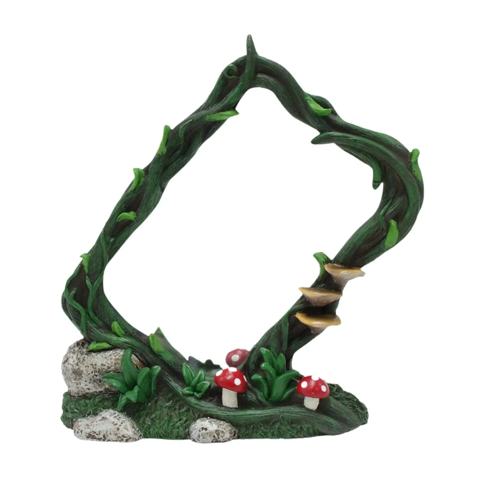 Resin Vine Frame Mirror Tabletop Ornament Balcony Landscape Multifunctional Lightweight Collectible 5.7x1x6inch Yard Figurine