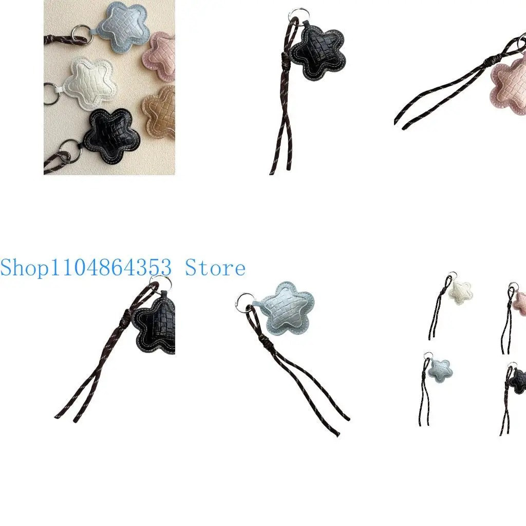652F Modern Geometric Keychain Fine Stitched PU Leather Hanging Decoration Accessory Versatile Use for Daily Essential