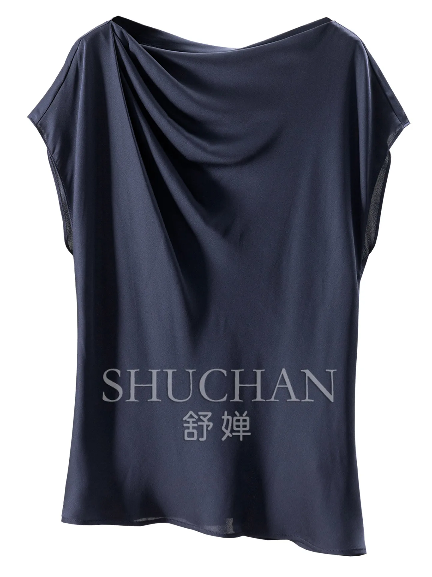 Elegant Femininity Blouse Light Luxury Silk Double Joe Diagonal Cut Swing Collar Bag Rotator Sleeve Shirt Women's 76L3