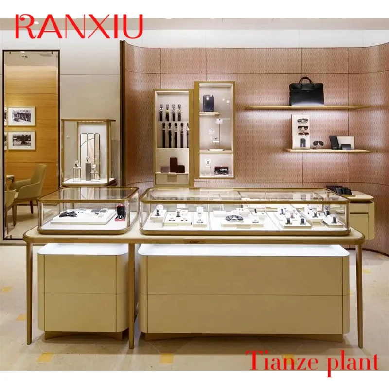 Custom Custom Retail Store Decoration Stainless Steel Glass Showcase Cabinet And Counter For Jewels