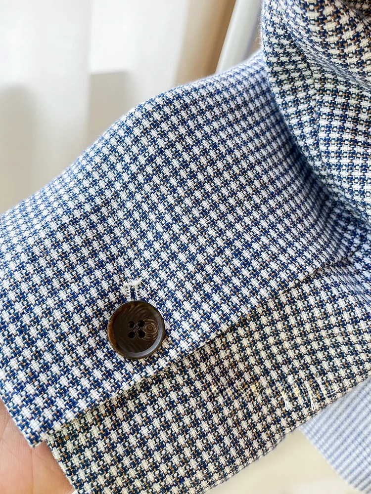 

Mimifa Pure Design Embroidered Plaid Patchwork Small Suiting Top Commute Sle Long Sve Busin Casual Women's Jaet