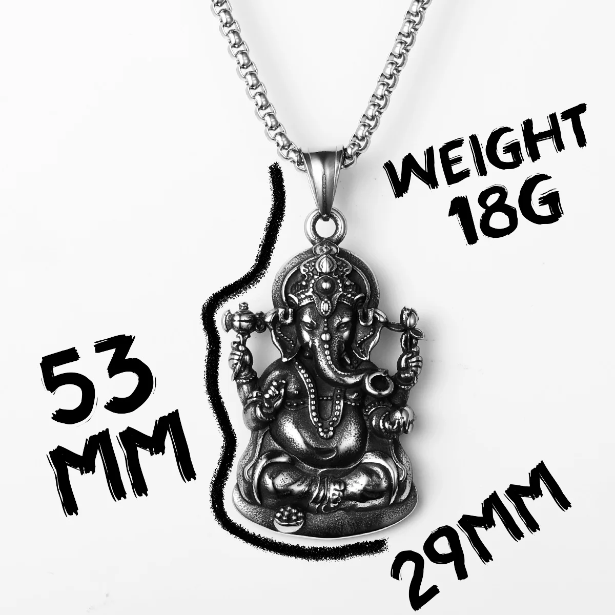 Hinduism Ganesha Stainless Steel Men Necklaces Pendant Chain Powerful Amulet Punk Rock Vintage For Women Jewelry Gifts Wholesale