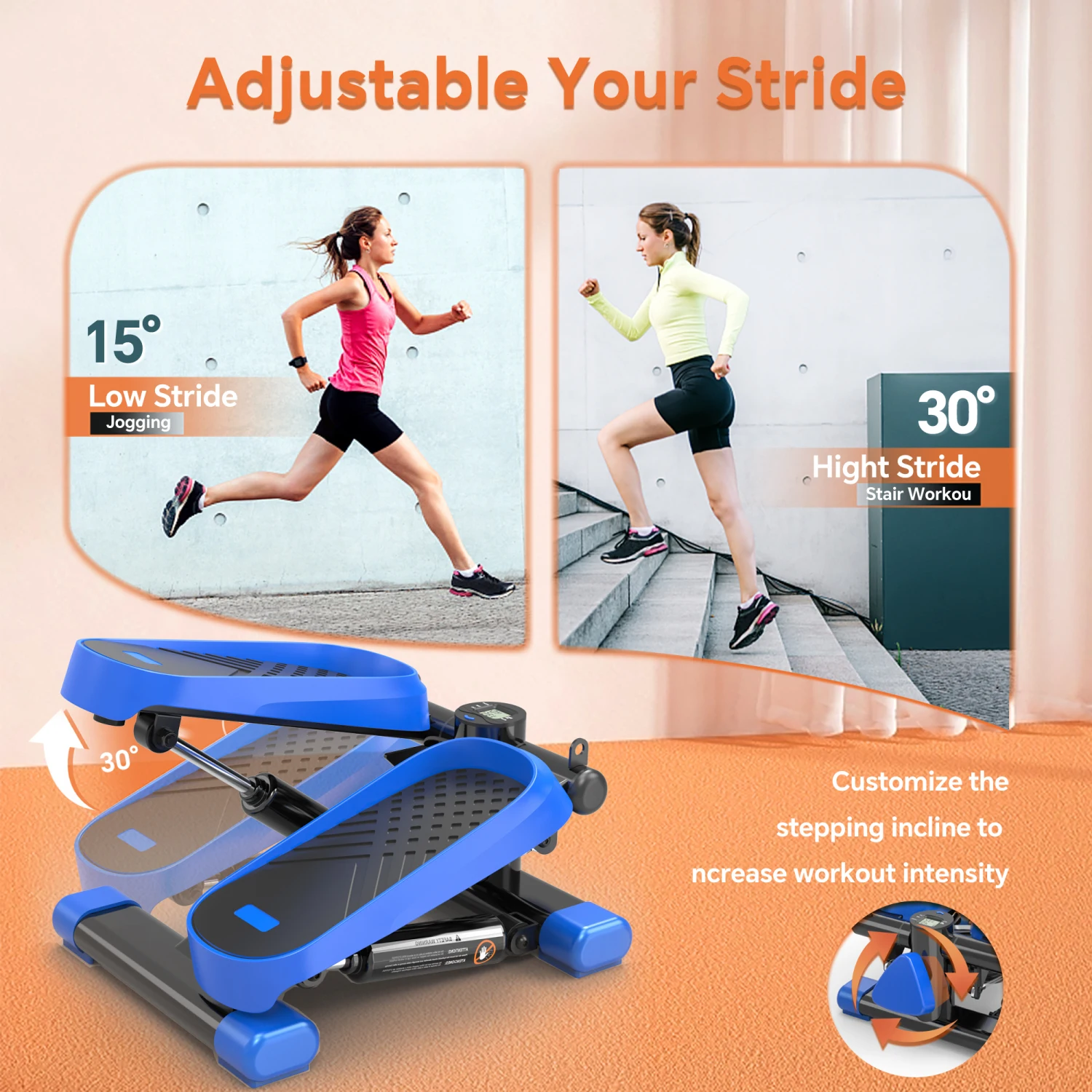 

Home Office Exercise 330LBS Capacity Mini Stepper with Resistance Bands and LCD Monitor