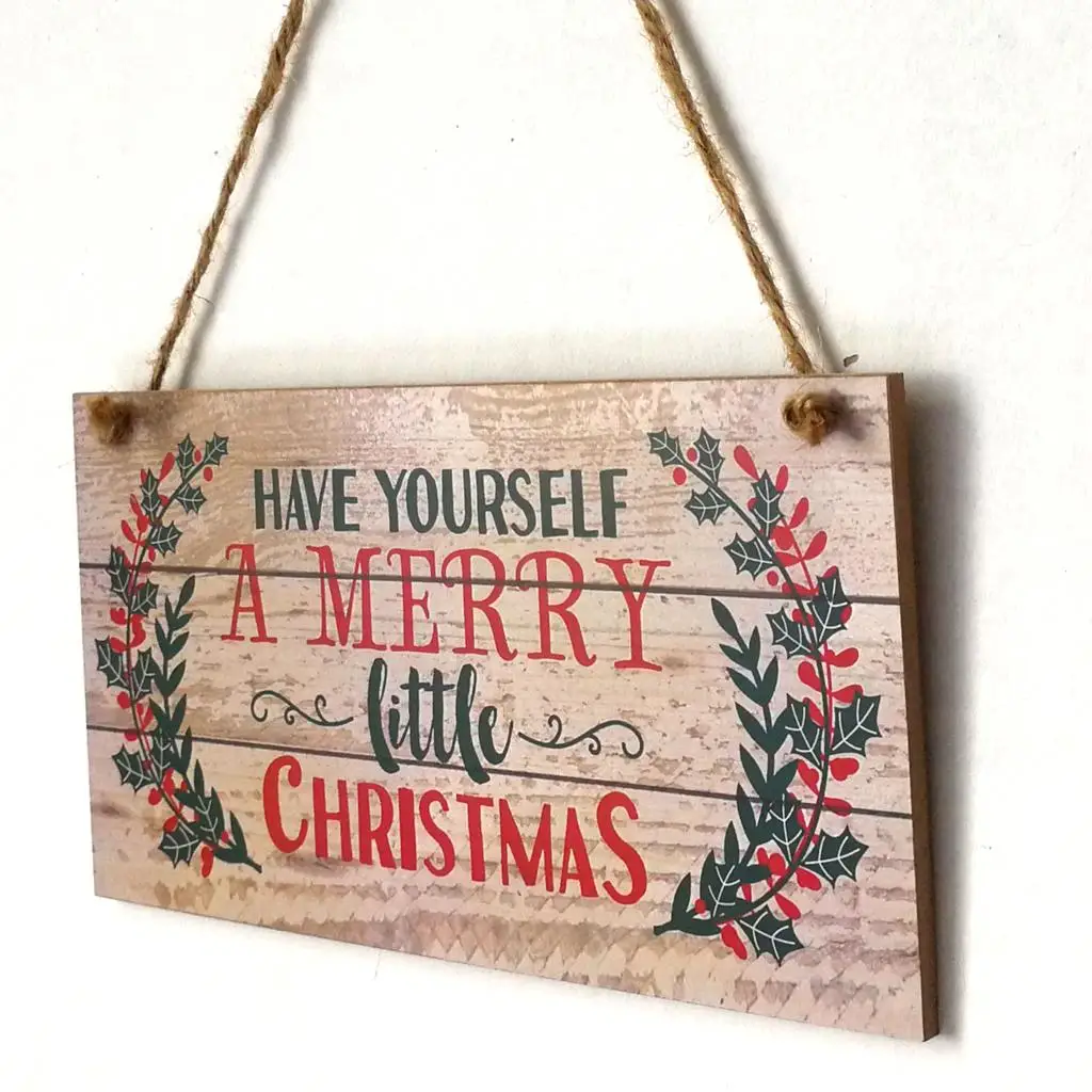 Xmas Door Wall Hanging Sign Wooden Plaque Home Decoration for Christmas Holiday Greetings Party Gallery Decor
