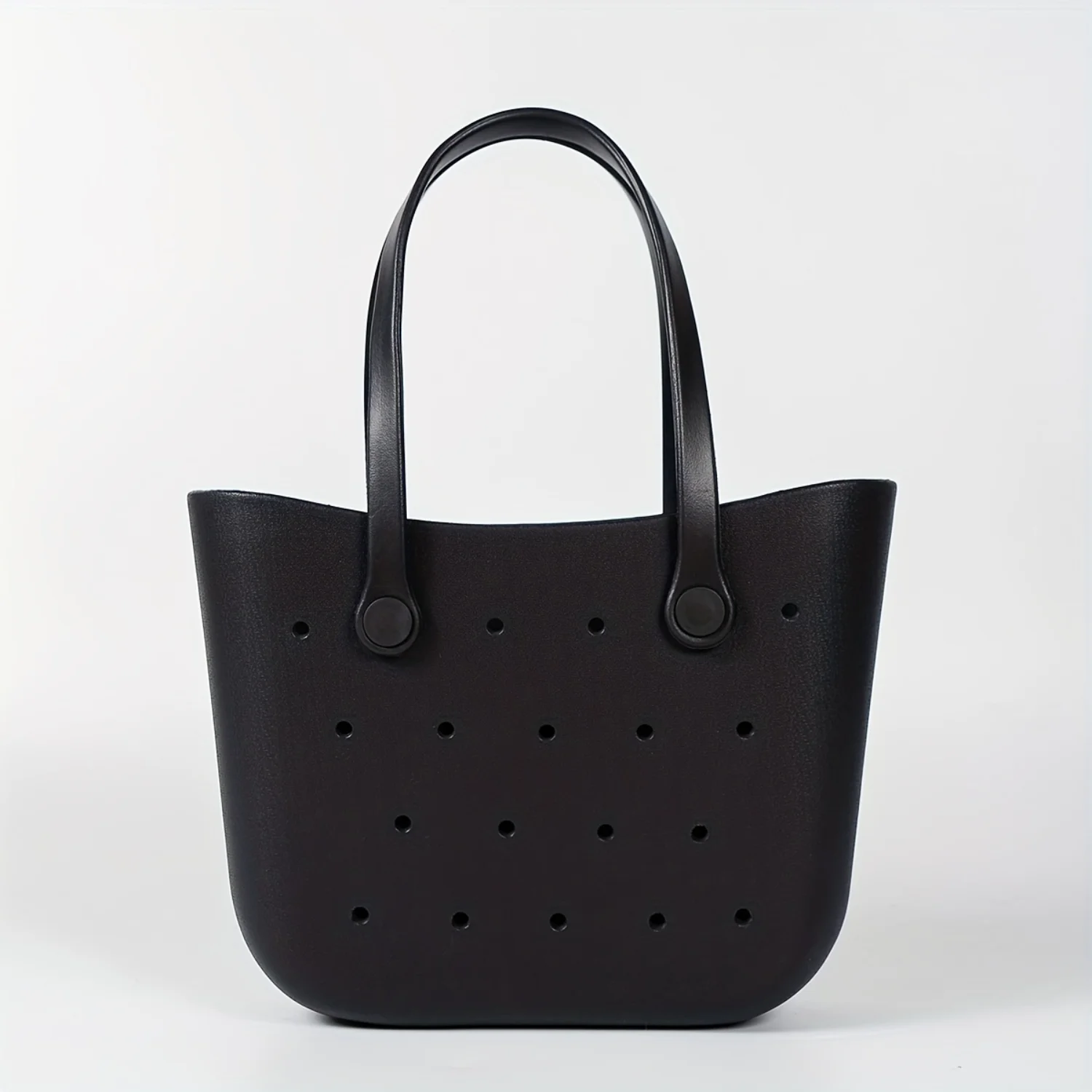 

Minimalist Black Versatile Beach Satchel Bag, Lightweight Versatile Summer Vacation Handbag