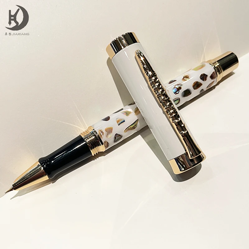 JD 9605 Fountain Pen, Fine Nib. Natural Sea Shell Gold Plating Luxury Best Gift Writing Ink Pen