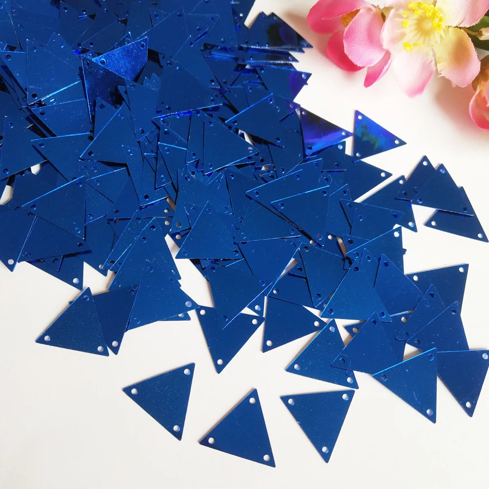 15mm 3 Holes Dark Blue Triangle Sequins For Crafts Flat Large Sequin Garment / Handbag Accessories DIY Triangular Flakes